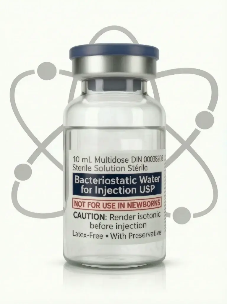 Kinetic Compounds Bacteriostatic Water 10mL sterile diluent vial for research peptide reconstitution