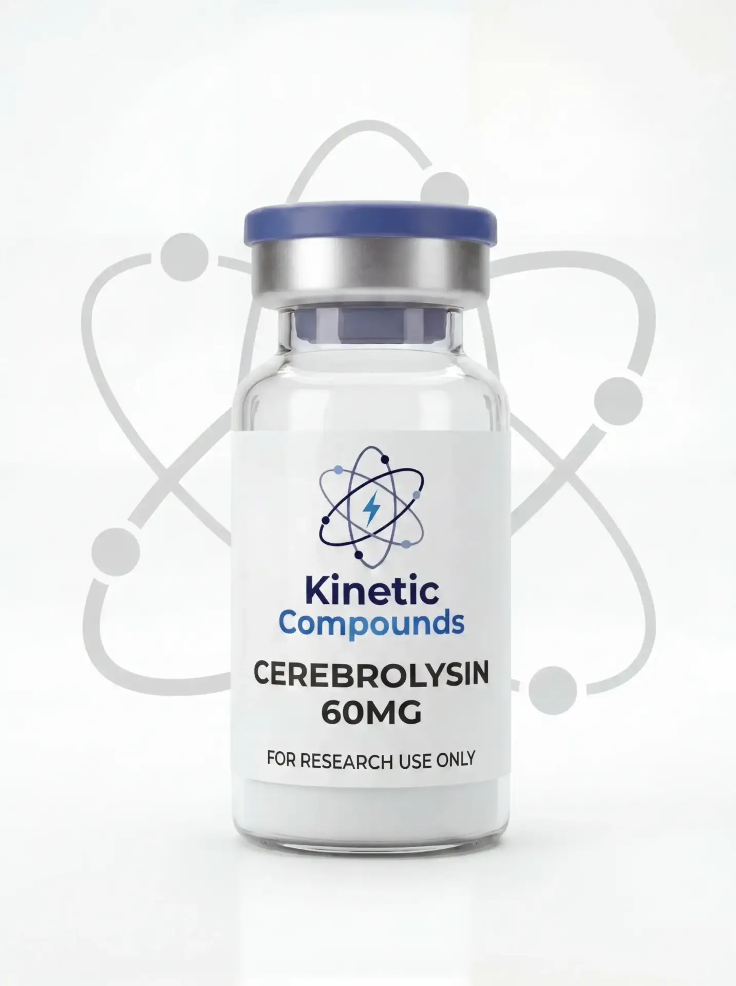 Cerebrolysin 60mg Research Grade — Kinetic Compounds Kinetic Compounds Cerebrolysin 60mg lyophilized research-grade peptide preparation vial label