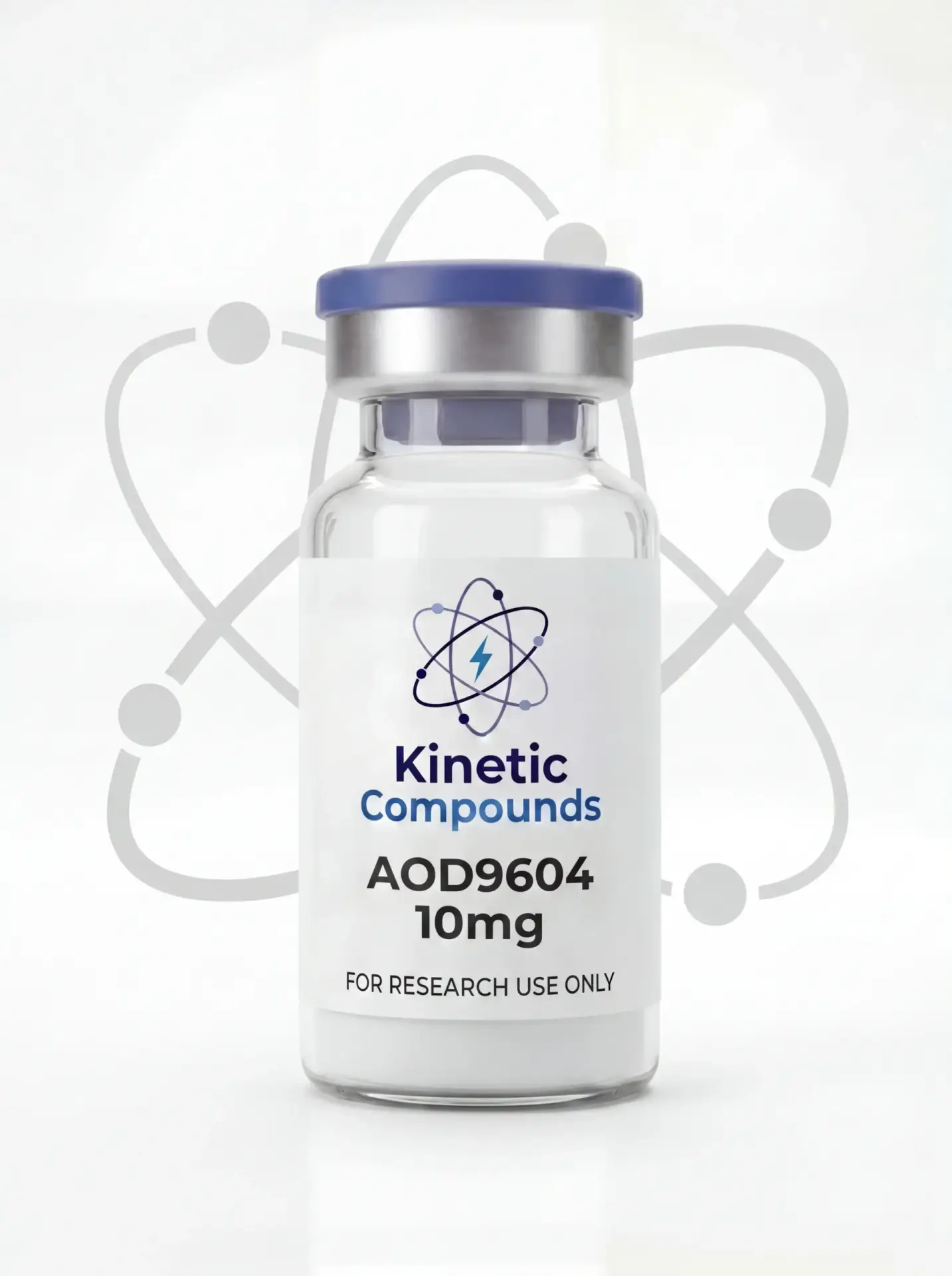 AOD-9604 10mg — Kinetic Compounds Kinetic Compounds AOD-9604 10mg lyophilized hGH fragment research peptide vial label