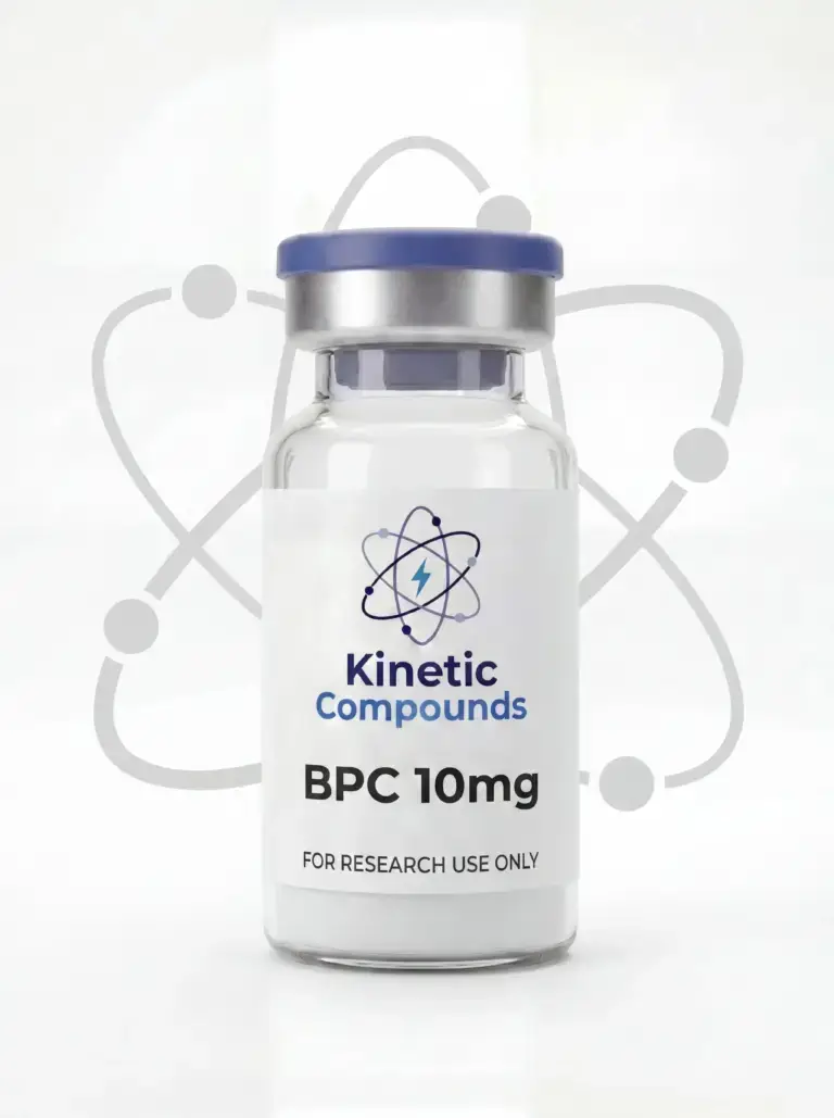 Kinetic Compounds BPC-157 10mg lyophilized research peptide vial label