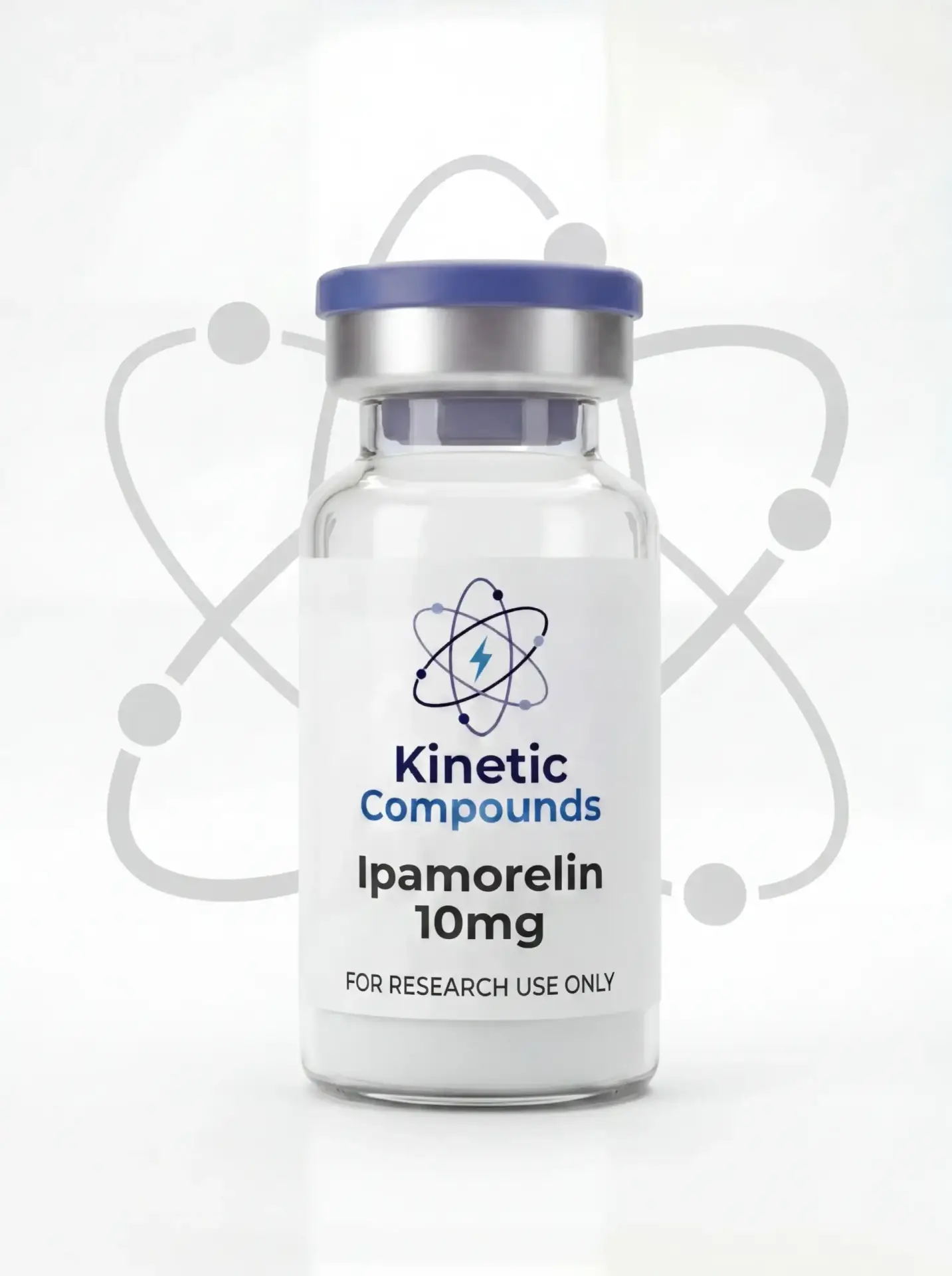 Ipamorelin 10mg — Kinetic Compounds Kinetic Compounds Ipamorelin 10mg lyophilized research peptide vial label