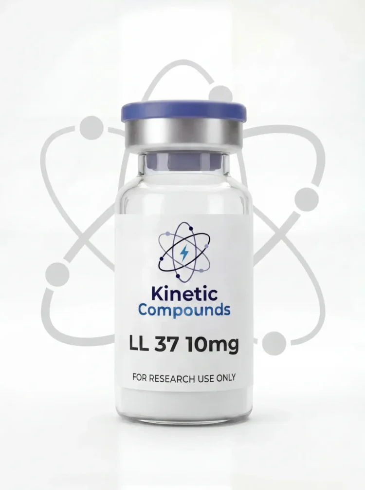 LL-37 is a synthetic human cathelicidin-derived peptide composed of 37 amino acids. Extensively studied in preclinical research for its role in antimicrobial activity, immune modulation, and tissue repair pathways. Lyophilized powder, ≥99% purity, third-party tested. For laboratory and research use only — not for human consumption.
