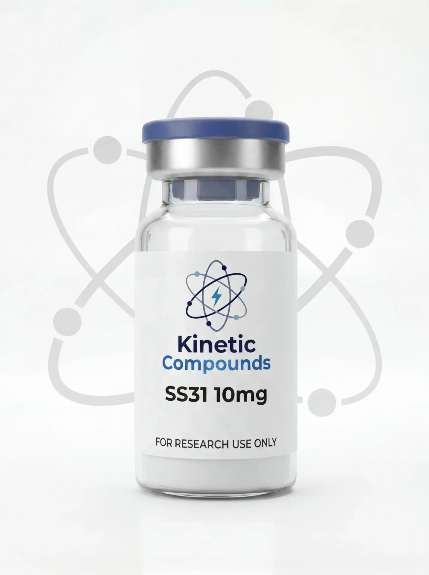 SS-31 (Elamipretide) 10mg — Kinetic Compounds Kinetic Compounds SS-31 Elamipretide 10mg lyophilized mitochondrial research peptide vial label