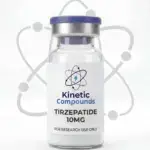 Kinetic Compounds Tirzepatide 10mg lyophilized research peptide vial label